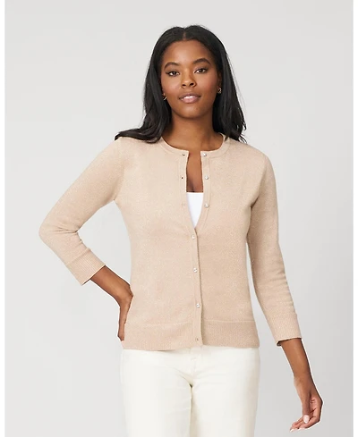Cable & Gauge Women's Lurex Cardigan with Ribbed Trim