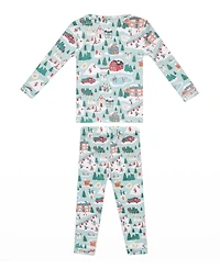 Copper Pearl Baby Boys' and Girls' Snowy Slopes Printed Long-Sleeve Top Pants, 2-Piece Pajama Set
