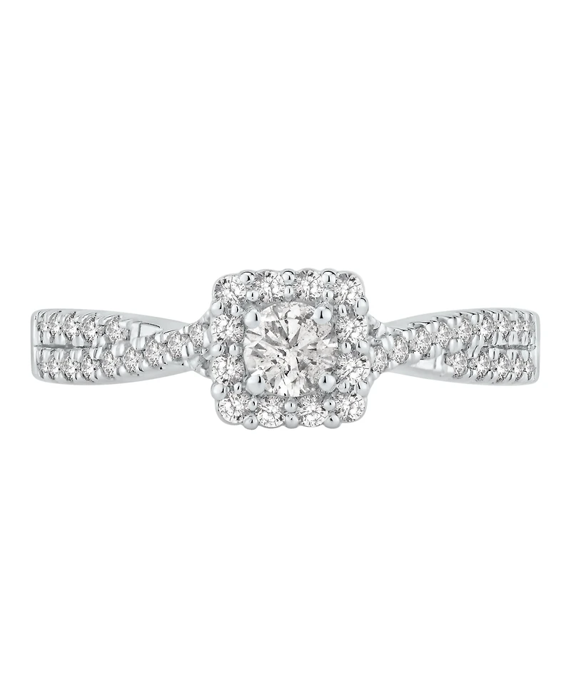Macy's Diamond Halo Engagement Ring (1/2 ct. t.w.) in 14k White Gold