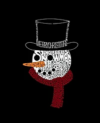 La Pop Art Women's Snowman Face Word V-Neck T-Shirt