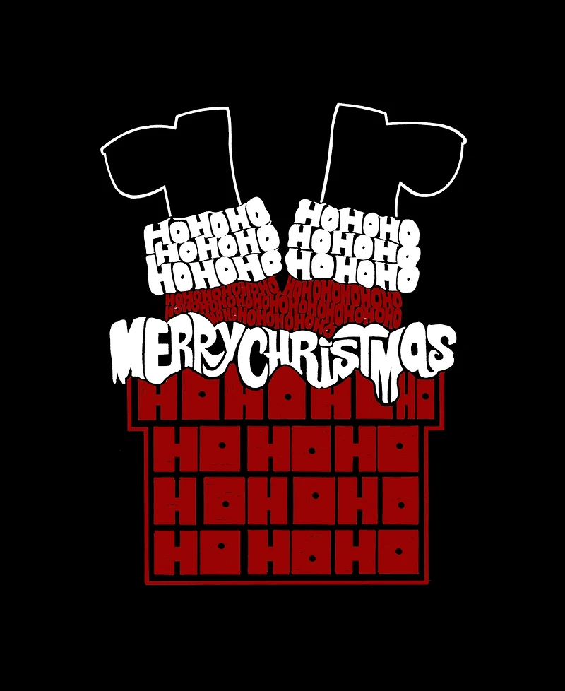 La Pop Art Women's Chimney Santa Word V-Neck T-Shirt