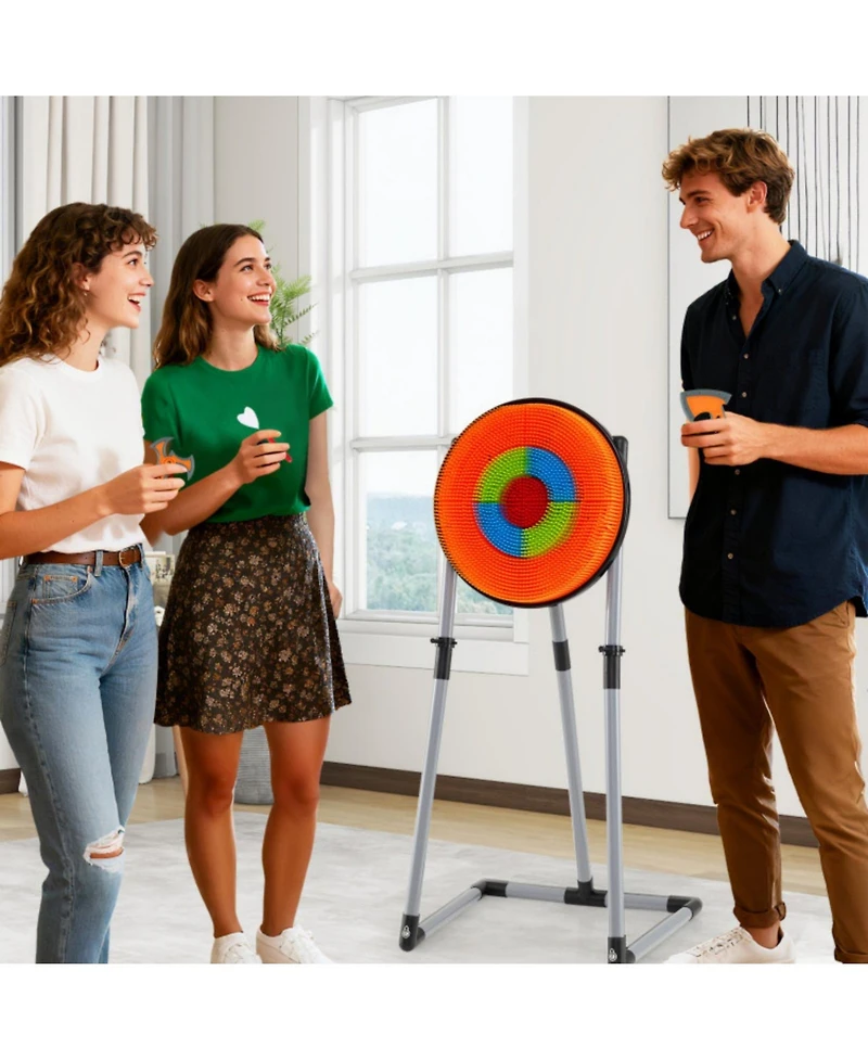 Sugift 4 in 1 Throwing Target Set Kids Throwing Game with Bristle Target and 3 Throwing axes