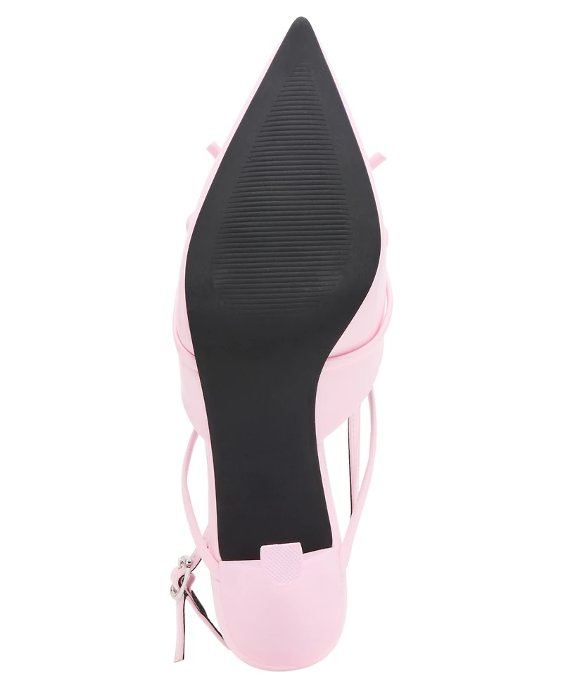 Madden Girl Women's Vixen Bow Slingback Kitten Heel Pumps