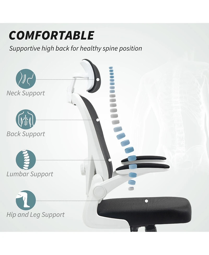 Homcom Ergonomic Office Chair, Mesh Desk Chair with Lumbar Support,