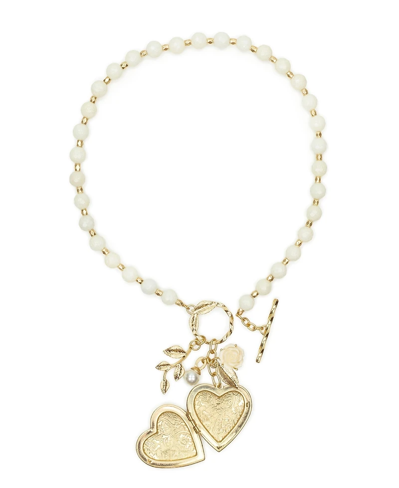 Patricia Nash Rose Garden Collection Large Heart Locket Necklace
