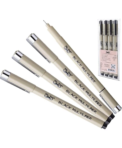 Mr. Pen Black Fineliners, 0.25mm, 4 Pack, Bible Pen No Bleed, Fine