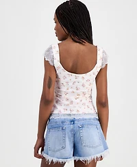 Just Polly Juniors' Lace Cap-Sleeve Top