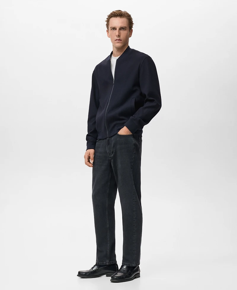 Mango Men's Bomber Zip Sweatshirt