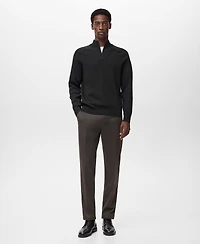 Mango Men's Breathable Zip-Neck Sweater