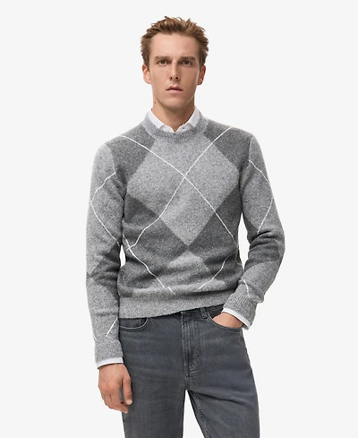Mango Men's Argyle Knit Sweater