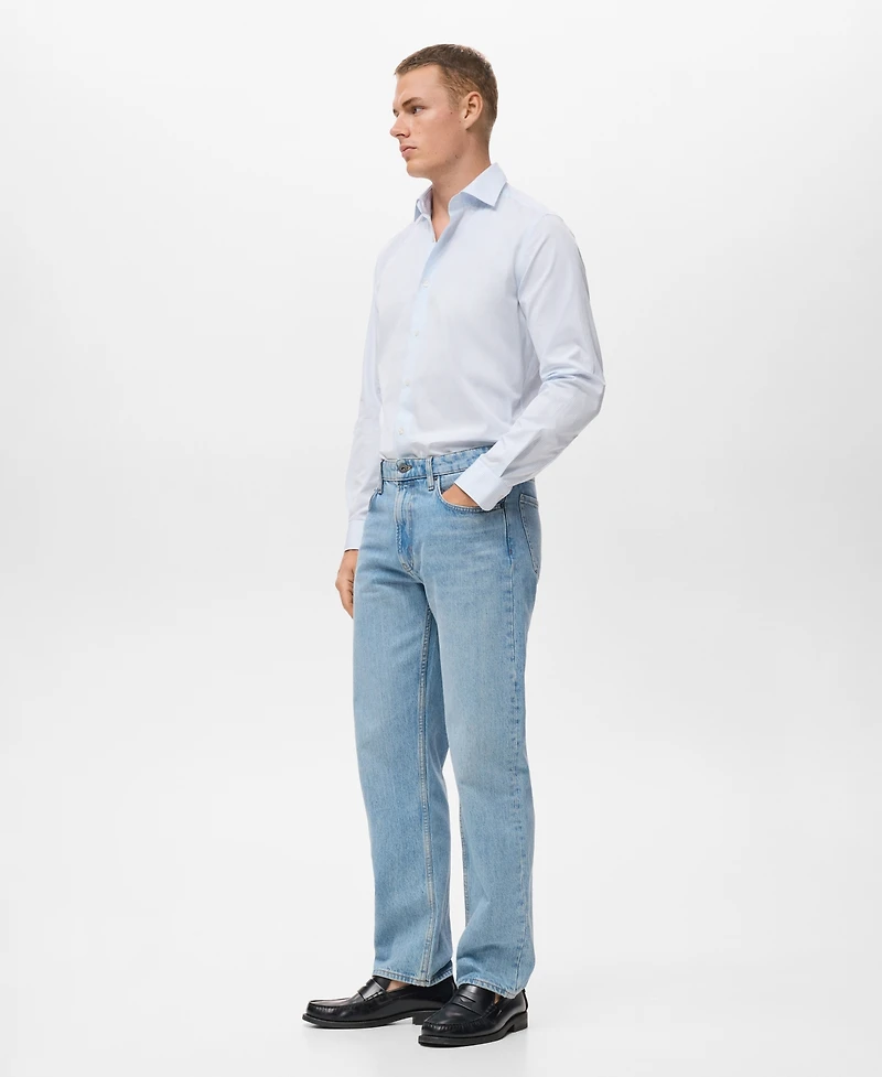 Mango Men's Cotton Striped Slim-Fit Shirt