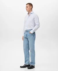 Mango Men's Cotton Striped Slim-Fit Shirt