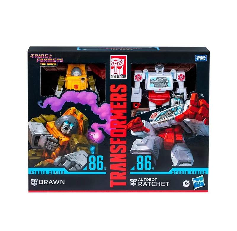 Transformers 86-27 Brawn and 86-28 Autobot Ratchet 2-Pack Deluxe Class Studio Series | Transformers: The Movie 86