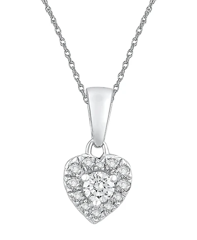 Macy's Diamond Heart Shape Halo Pendant Necklace (1/4 ct. t.w.) 10k Yellow Gold (also White Gold)