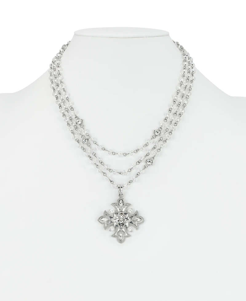 Patricia Nash Three Strand Rhodium Plated Necklace