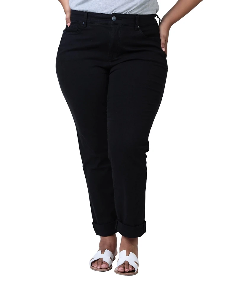 Slink Jeans Women's Color High Rise Boyfriend rolled Pants