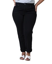 Slink Jeans Women's Color High Rise Boyfriend rolled Pants