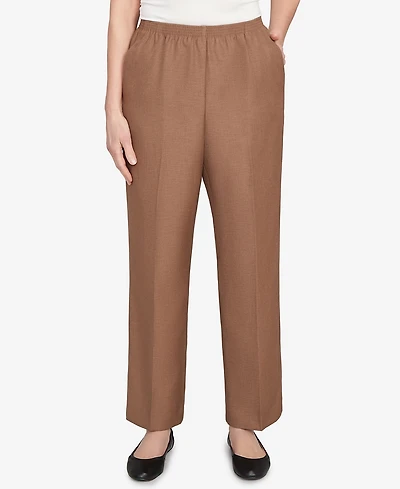 Alfred Dunner Plus Classic Signature Fit Textured Trousers Pants with All-Around Elastic Waistband