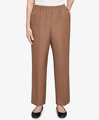 Alfred Dunner Plus Classic Signature Fit Textured Trousers Pants with All-Around Elastic Waistband