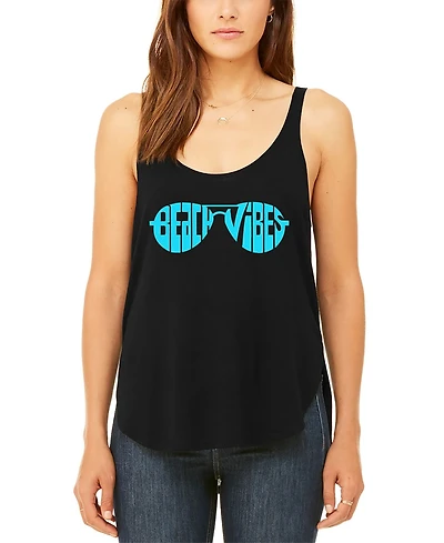La Pop Art Women's Beach Vibes Premium Word Flowy Tank Top