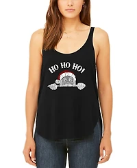La Pop Art Women's Peeking Santa Premium Word Flowy Tank Top