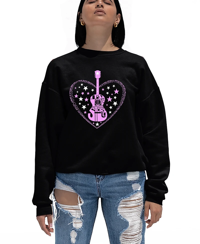 La Pop Art Women's It's A Love Story Word Crewneck Sweatshirt