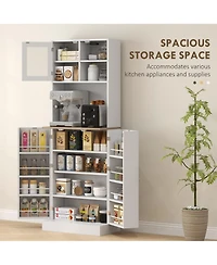 Homcom 66.5" Kitchen Pantry Storage Cabinet with Microwave Sd,
