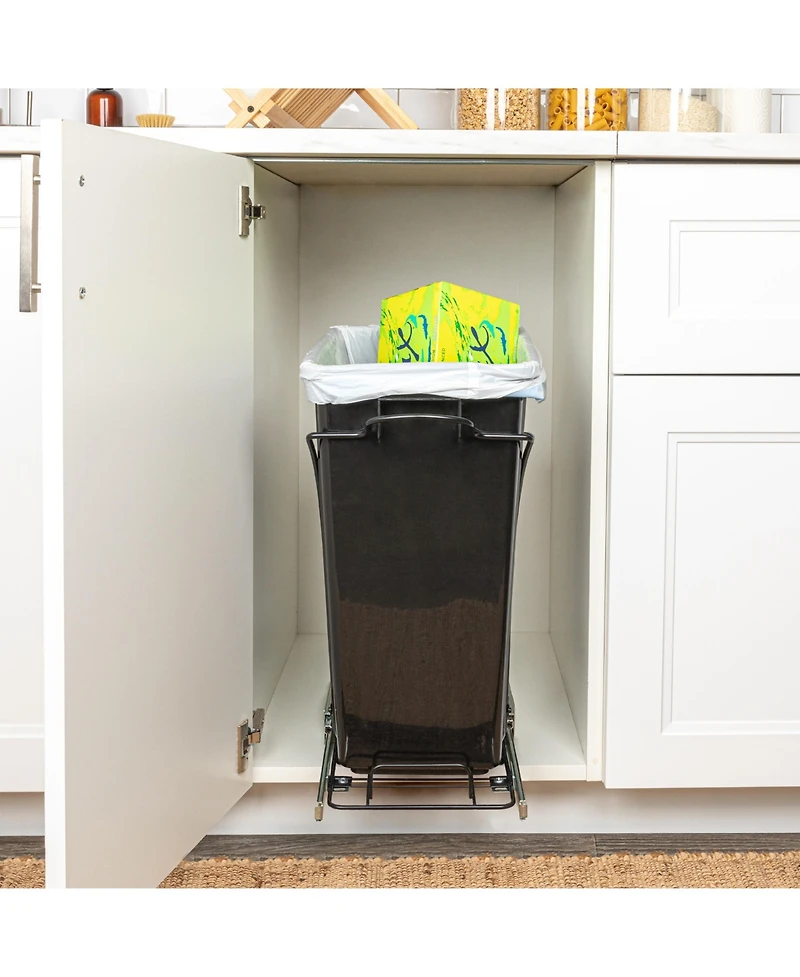 Household Essentials Glidez Steel Pull-Out Single 9 Gallon Plastic Trash Can, Black