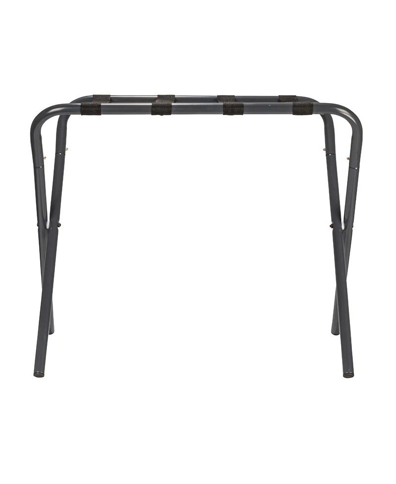 Household Essentials Luggage Rack, Grey Frame with Black Straps
