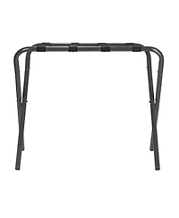 Household Essentials Luggage Rack, Grey Frame with Black Straps