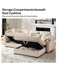 Hulala Home Brandee 2 - Piece Reversible Corduroy Sectional Sofa Chaise with Storage