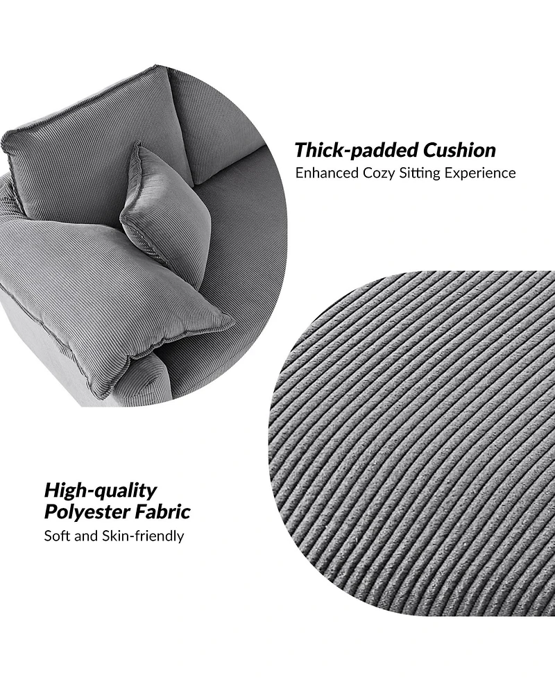 Hulala Home Brandee 2 - Piece Reversible Corduroy Sectional Sofa Chaise with Storage