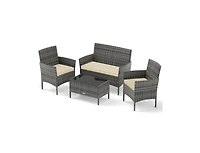 Slickblue 4-Piece Wicker Patio Set with Cushioned Seats for Outdoor Lounge or Garden