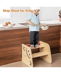 Sugift Wooden Climbing Toy Triangle Climber Set with Seesaw-Multicolor