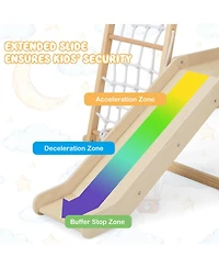 Skonyon 6-in-1 Indoor Jungle Gym Kids Wooden Playground with Monkey Bars-Natural.