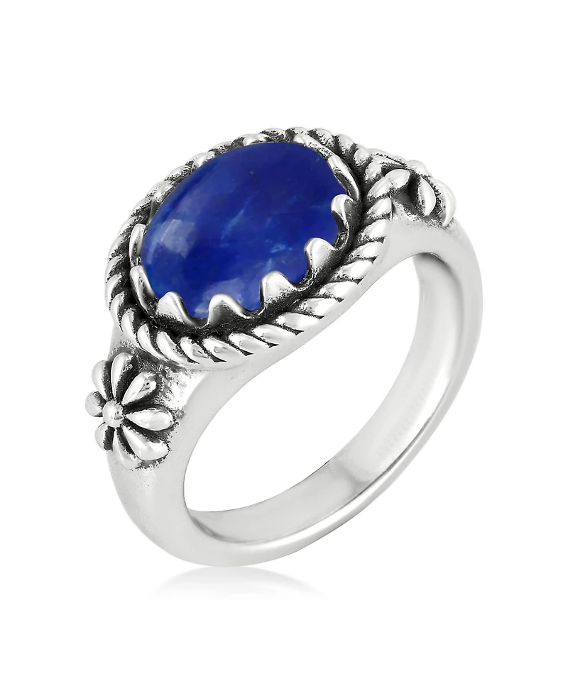 American West Jewelry Sterling Silver Lapis East West Ring, Sizes 5 to 11