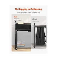 Slickblue 4-Bag Laundry Cart with Metal Frame and Wood Top Design