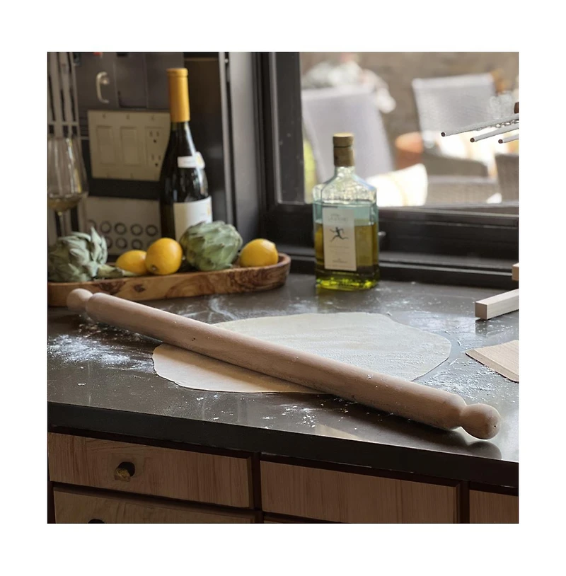 Verve Culture Beechwood Long Rolling Pin & Pasta Scraper