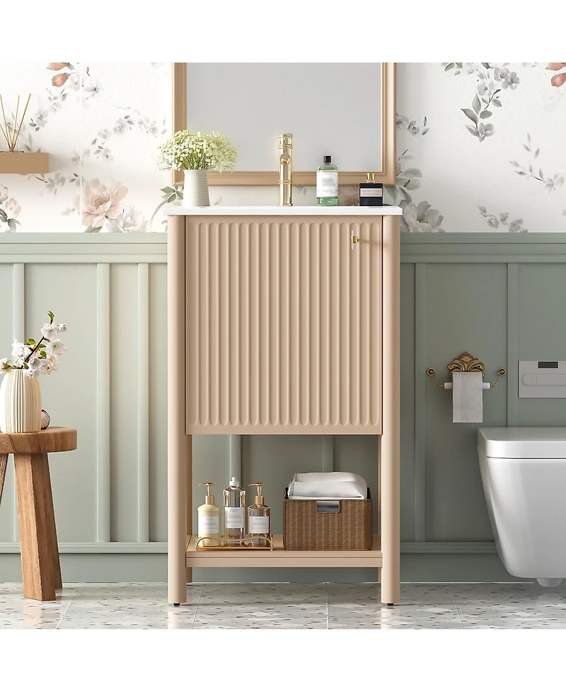 Boyel Living 20-inch Freestanding Bathroom Vanity with Single Ceramic Sink