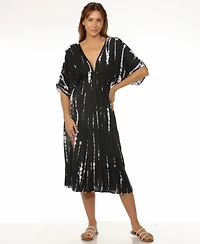 Raviya Women's Tie-Dyed Braid-Trim V-Neck Cover-Up Dress