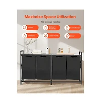 Laundry Sorter Cart with 4 Bags, Metal Frame, and Wood Top