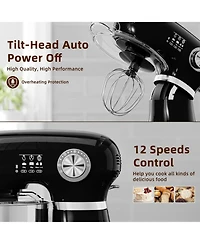Cowsar Stand Mixer, 12 Speeds Tilt-Head Electric Commercial Stand Mixer, 3-In-1 Kitchen Mixer with Bowl, Dough Hook