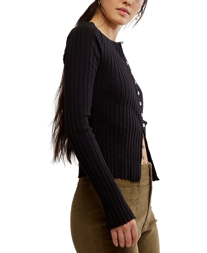 Free People Women's Button-Front Long-Sleeve Top