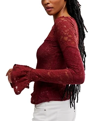 Free People Women's Flared-Sleeve Sheer Lace Top