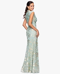 Betsy & Adam Petite Crinkle Detail Gown