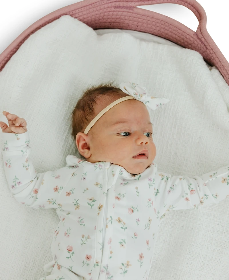 Copper Pearl Baby Girls' Eloise Printed Zip-Up Footed Pajamas