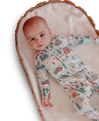 Copper Pearl Baby Boys' and Girls' Snowy Slopes Printed Zip-Up Footed Pajamas