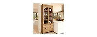 Tribesigns Wooden Pantry Cabinet, with Two Drawers for Kitchen, Led Light Strip