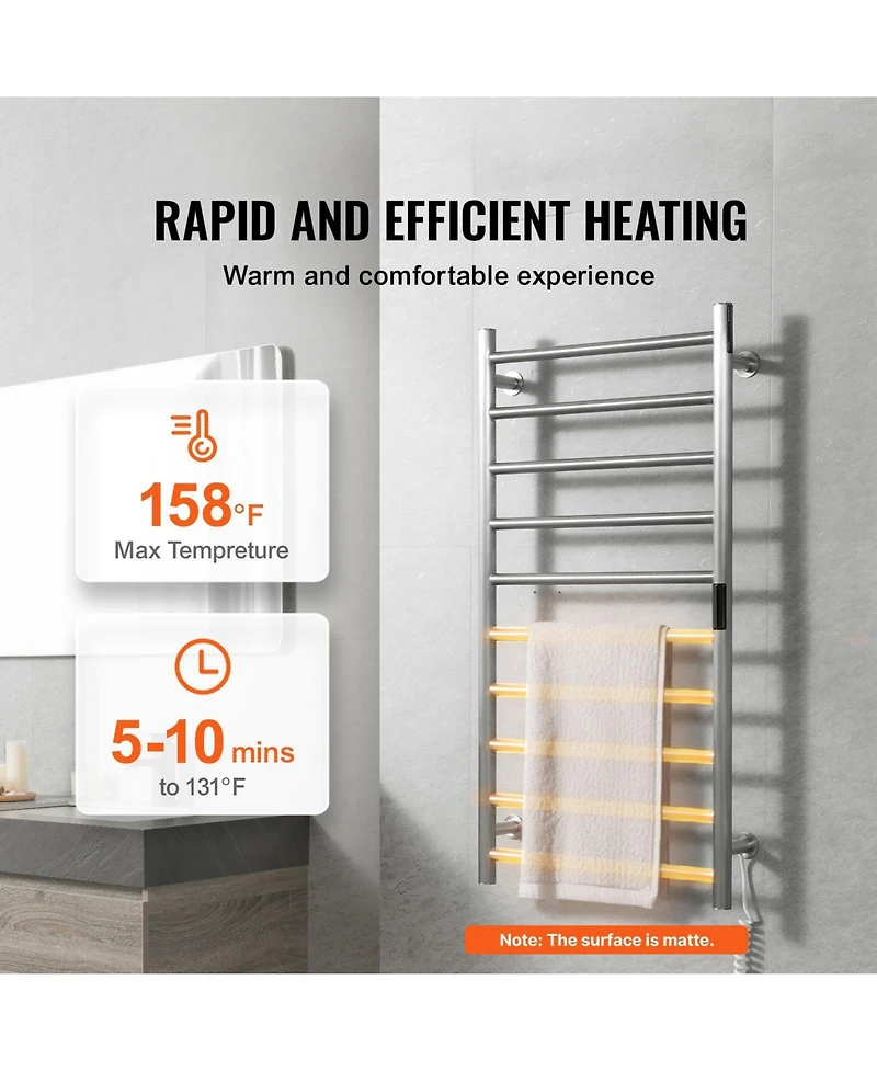 Ecooso 10 Bars Towel Warmer Rack, Wall Mounted Heated Towel Rack for Bathroom