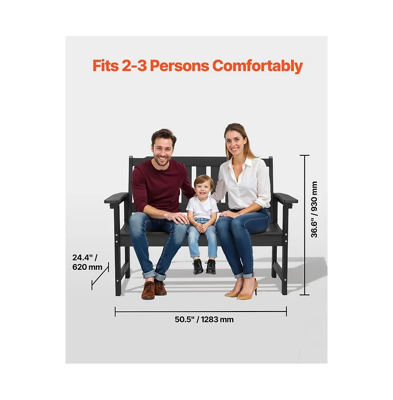 Slickblue 800 lbs Weight Limit Durable Outdoor Plastic Bench